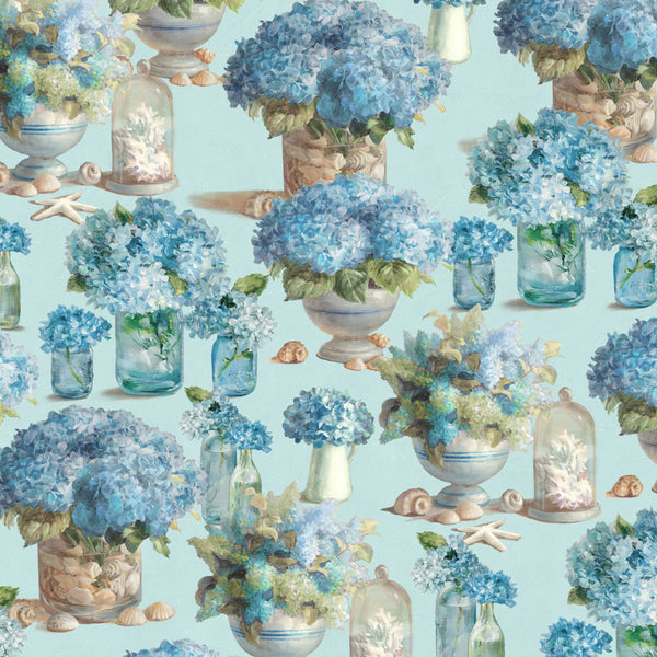 Coastal Bliss Floral Hortensia Fabric by the yard