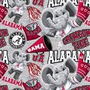 Gray Alabama Crimson Tide Digitally Printed Fabric by the yard