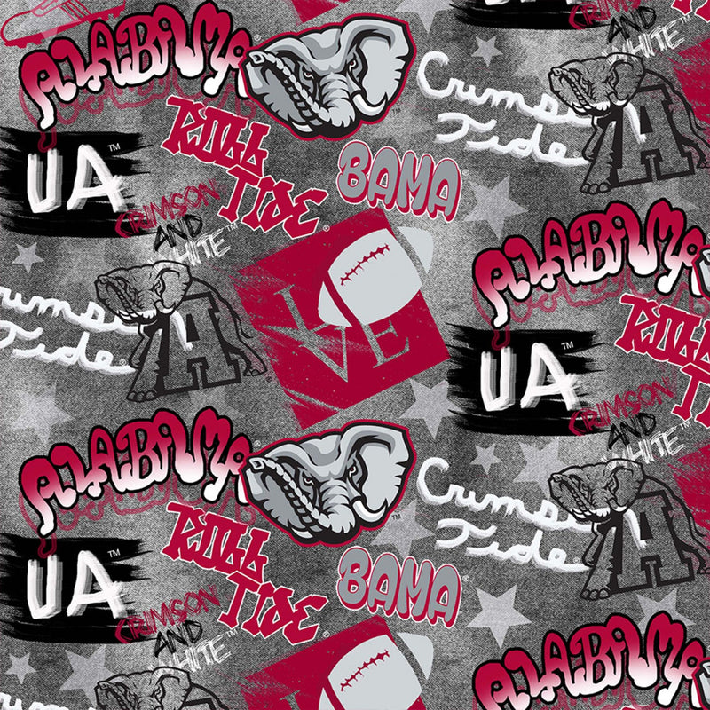 NCAA-Alabama Crimson Tide Graffiti Cotton Fabric by the yard