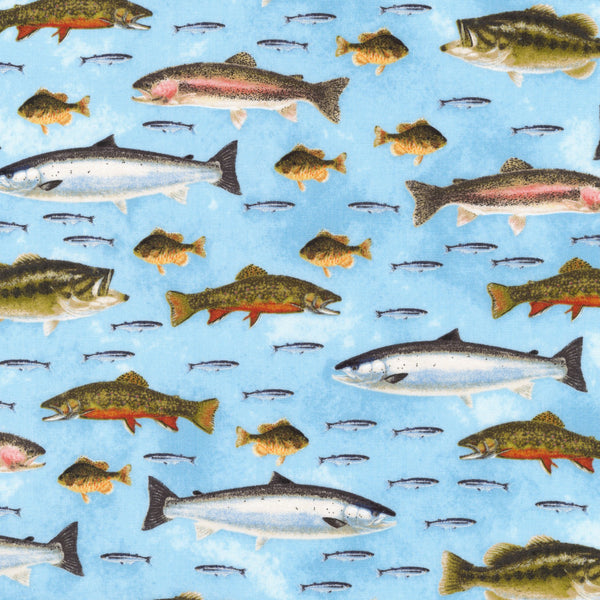 Eat Sleep Fish Fabric by the yard