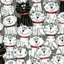 Cats Kitten Gray White Black Animals Fabric by the yard