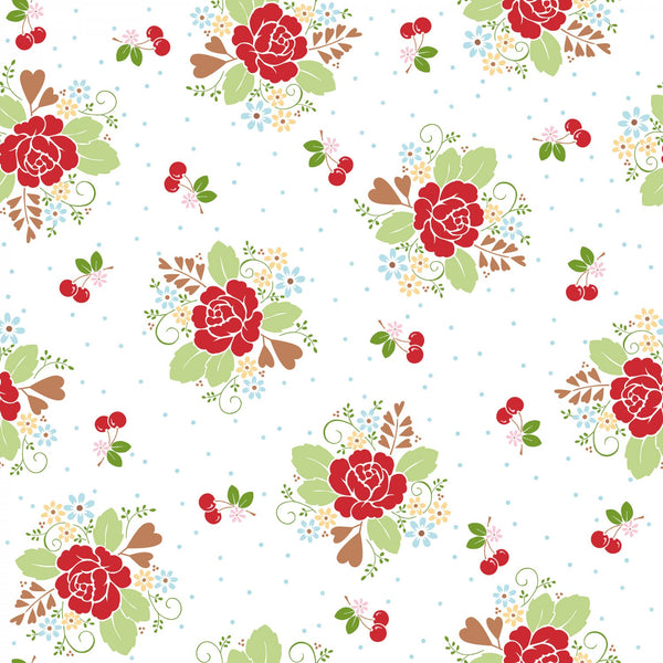 Sew Cherry 2 by Lori Holt Floral Daisy Roses Fabric by the yard