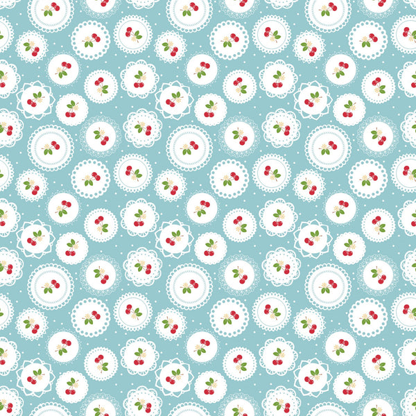 Sew Cherry 2 by Lori Holt Floral Daisy Aqua Fabric by the yard