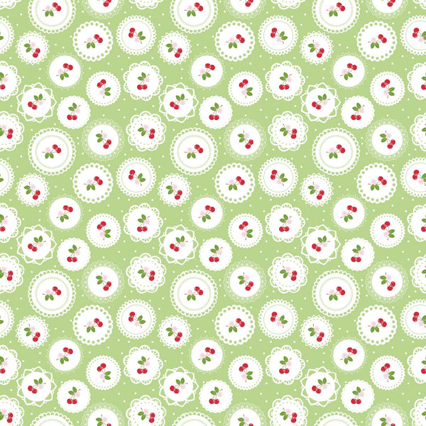 Sew Cherry 2 by Lori Holt Floral Daisy Green Fabric by the yard