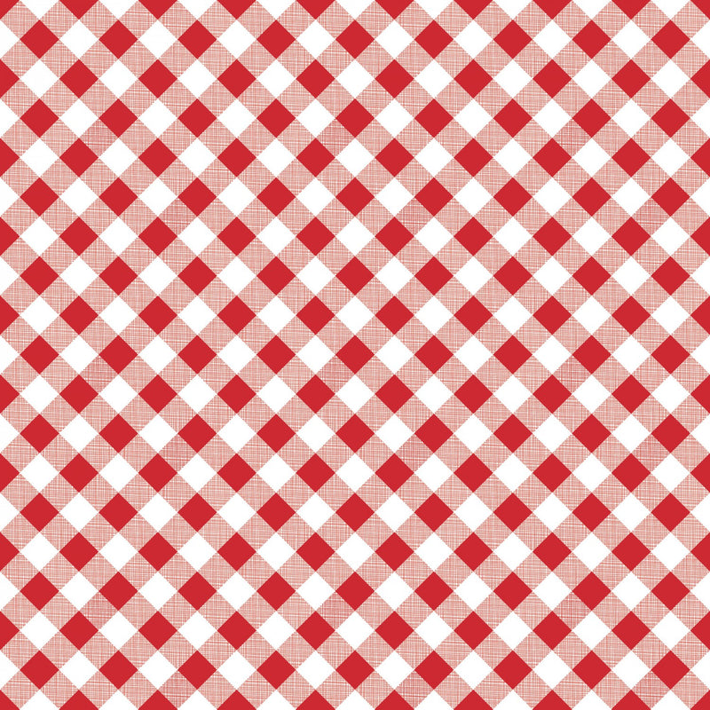 Sew Cherry 2 by Lori Holt Check Plaid Gingham Red White Fabric by the yard