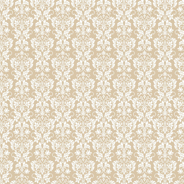 Rustic Elegance Damask Tan Fabric by the yard