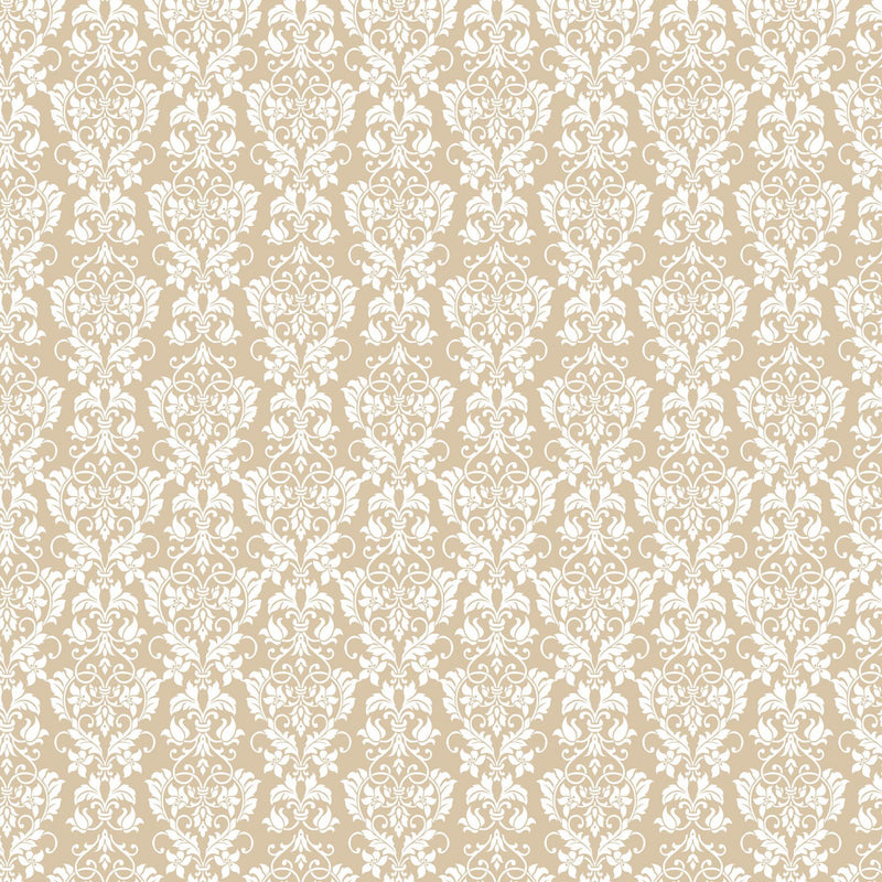 Tan Rustic Pattern Rustic Elegance Damask Tan Fabric by the yard