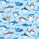 Shark Town Sharks Fish Fabric by the yard