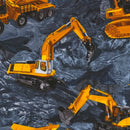 Slate Excavator Fabric by the yard