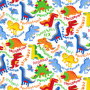 Dino Dinosaurs Gail White Fabric by the yard