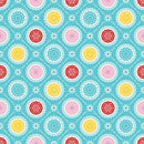 Happiness is Handmade Aqua Medallion Damask Floral Fabric by the yard