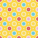 Happiness is Handmade Yellow Medallion Damask Floral Fabric by the yard