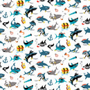 Pirate's Life Sharks Fish Fabric by the yard