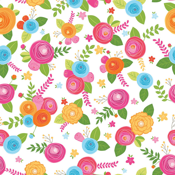 Simply Happy by Dodi Lee Poulsen Roses Floral Fabric by the yard