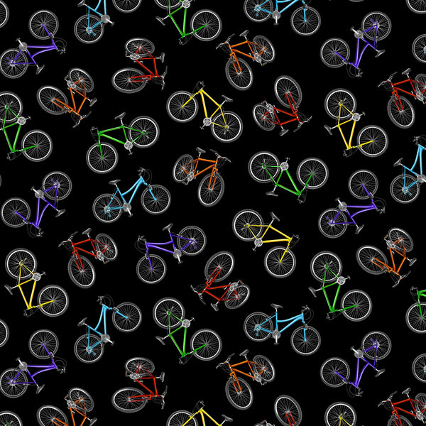 Bike Black Sports Collection Fabric by the yard
