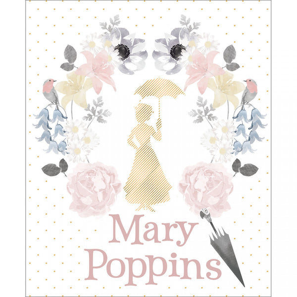 Disney Mary Poppins Damask Panel Metallic Panel approx. 36in x 44in Fabric by the panel