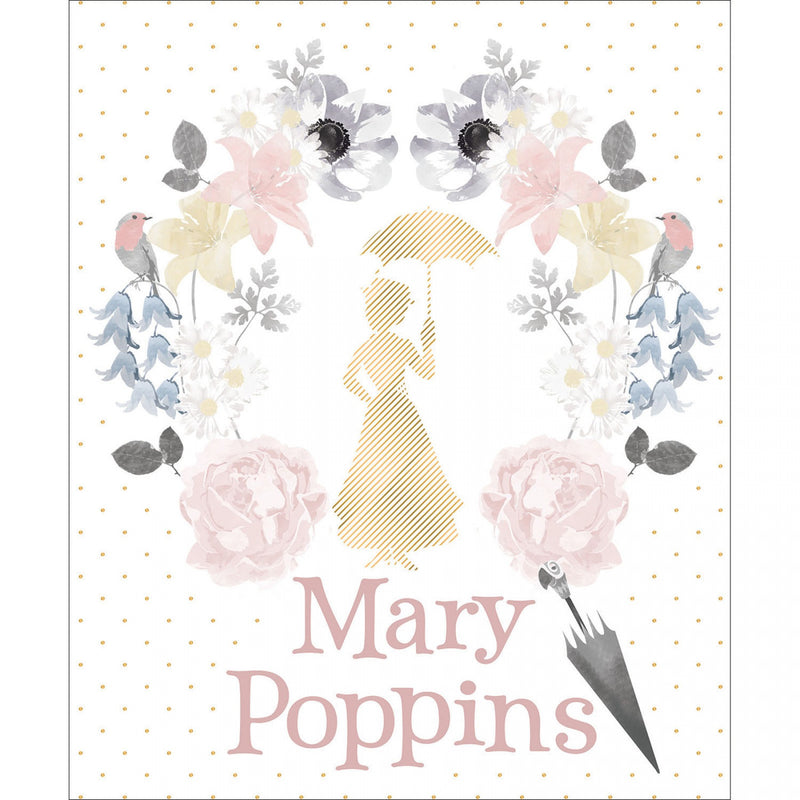 Disney Mary Poppins Damask Panel Metallic Panel approx. 36in x 44in Fabric by the panel