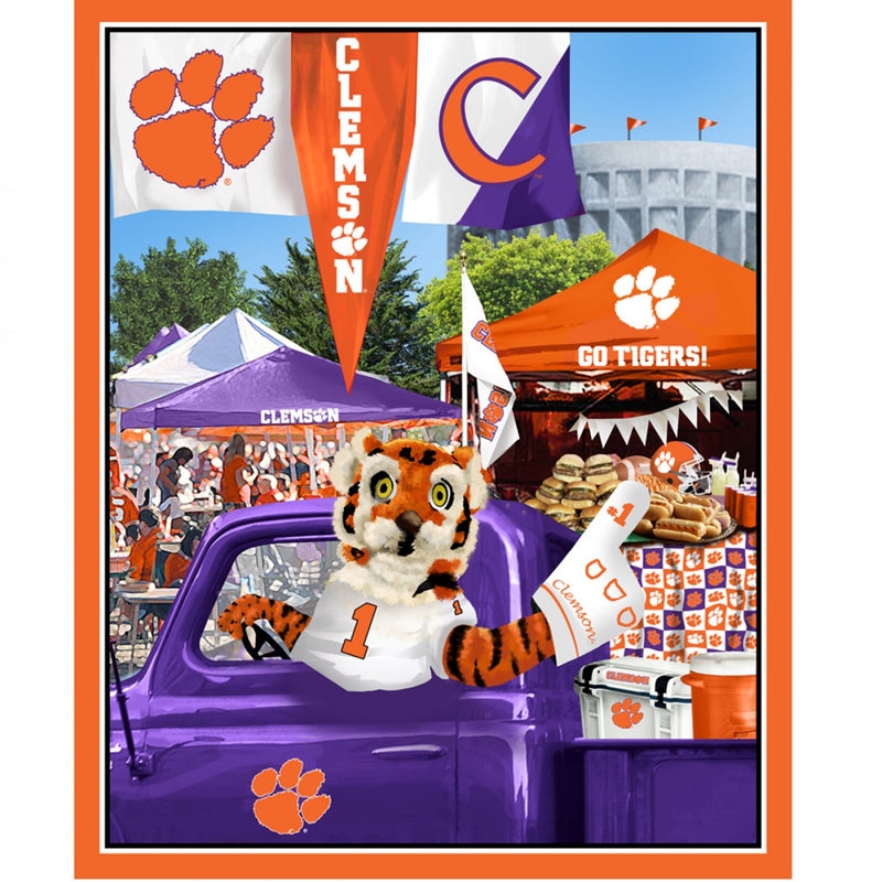 Clemson Tigers Tailgate Panel 36in x 44in Digitally Printed Fabric by the yard