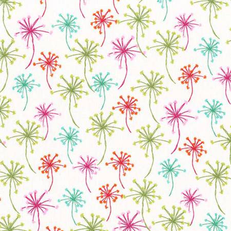 Flower Puffs Doodle Daisy Floral Fabric by the yard