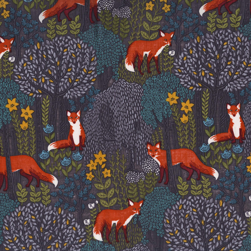 Dusk Foxes Fabric by the yard