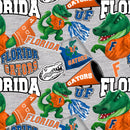 Gray Florida Gators Digitally Printed Fabric by the yard