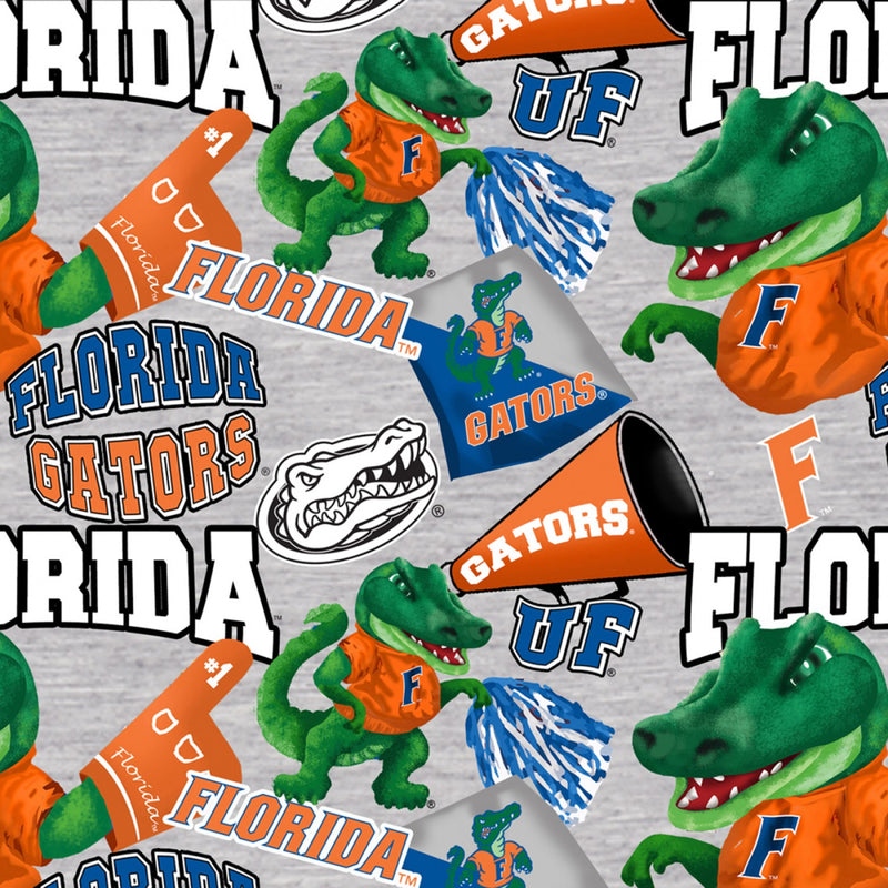 Gray Florida Gators Digitally Printed Fabric by the yard