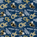 NCAA-Georgia Tech Yellow Jackets Tone on Tone Cotton Fabric by the yard