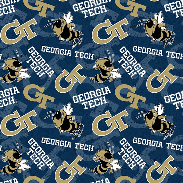 NCAA-Georgia Tech Yellow Jackets Tone on Tone Cotton Fabric by the yard
