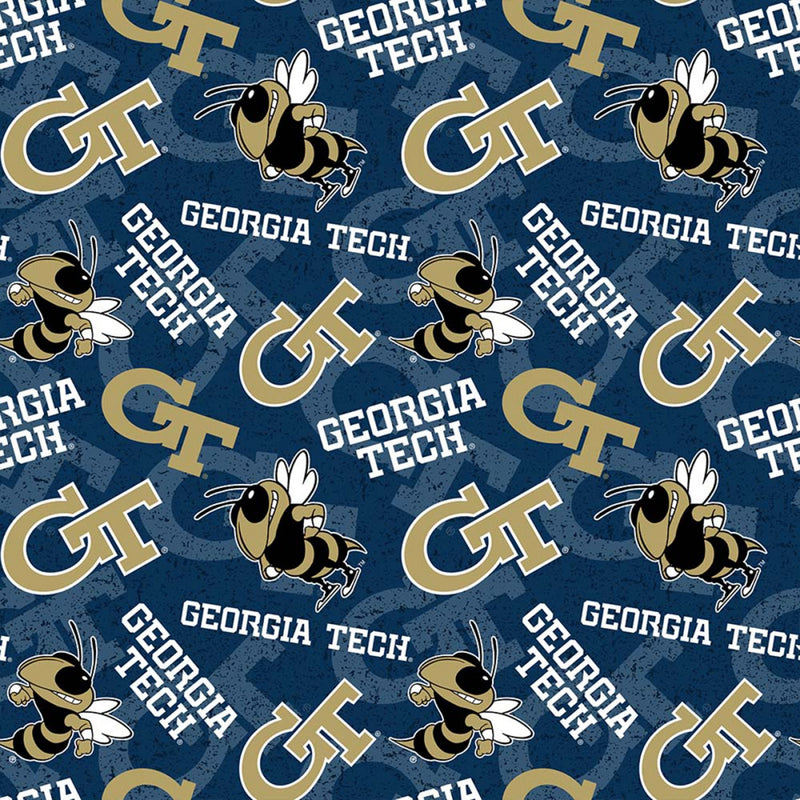 NCAA-Georgia Tech Yellow Jackets Tone on Tone Cotton Fabric by the yard