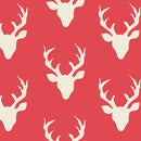 Hello Bear Buck Forest Carmine Deer Reindeer Woodland Fabric by the yard