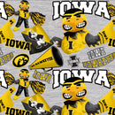 Gray Iowa Hawkeyes Digitally Printed Fabric by the yard