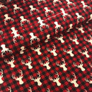 Deer Reindeer Buck Woodland Buffalo Check Plaid Fabric by the yard