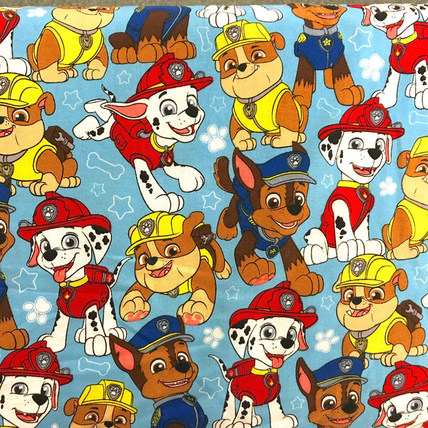 Nickelodeon Paw Patrol Alpha Packed Blue Fabric by the yard