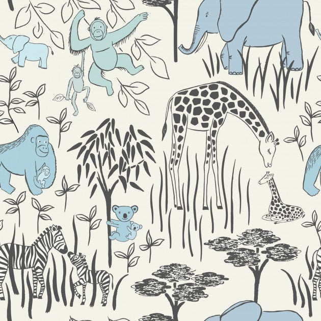 Welcome to the World Jungle Safari Fabric by the yard