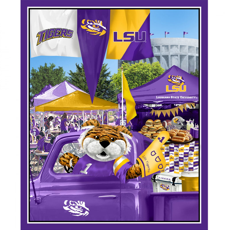 LSU Tigers Tailgate Panel 36in x 44in Digitally Printed Fabric by the yard