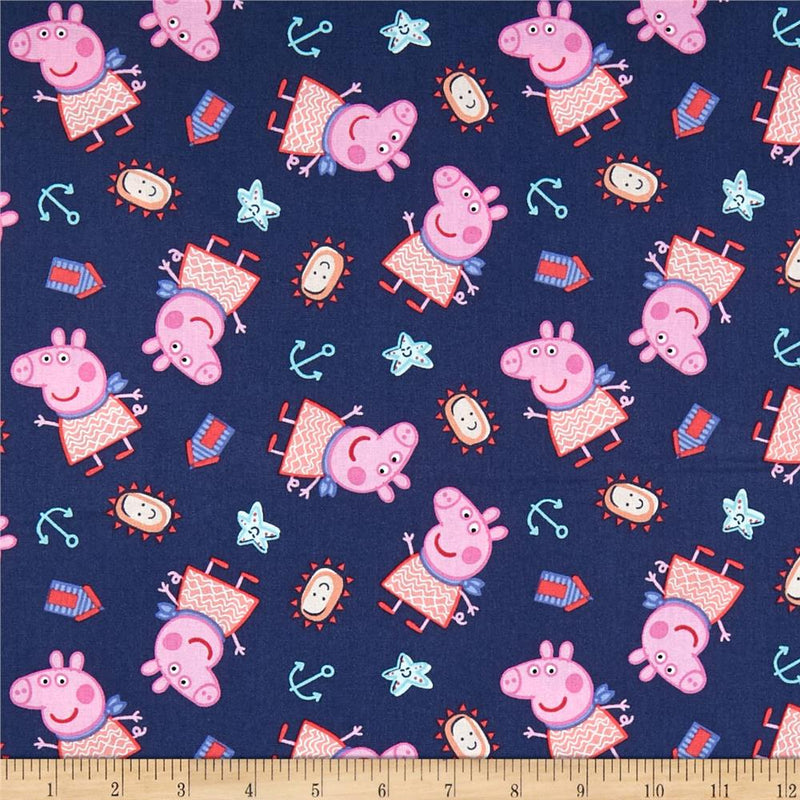 Disney Pig Peppa by The Seaside Fabric by the yard