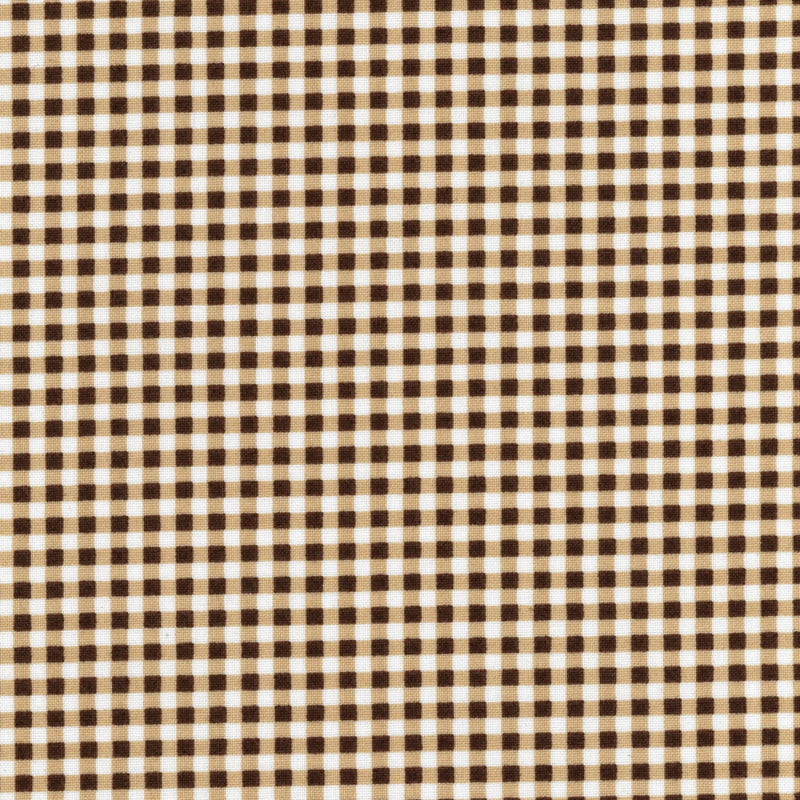Brown Check Plaid Gingham Fabric by the yard