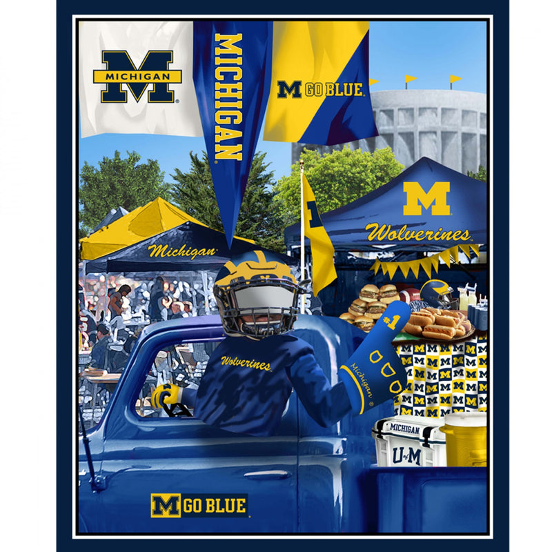 Michigan Wolverines Tailgate Panel 36in x 44in Digitally Printed Fabric by the yard