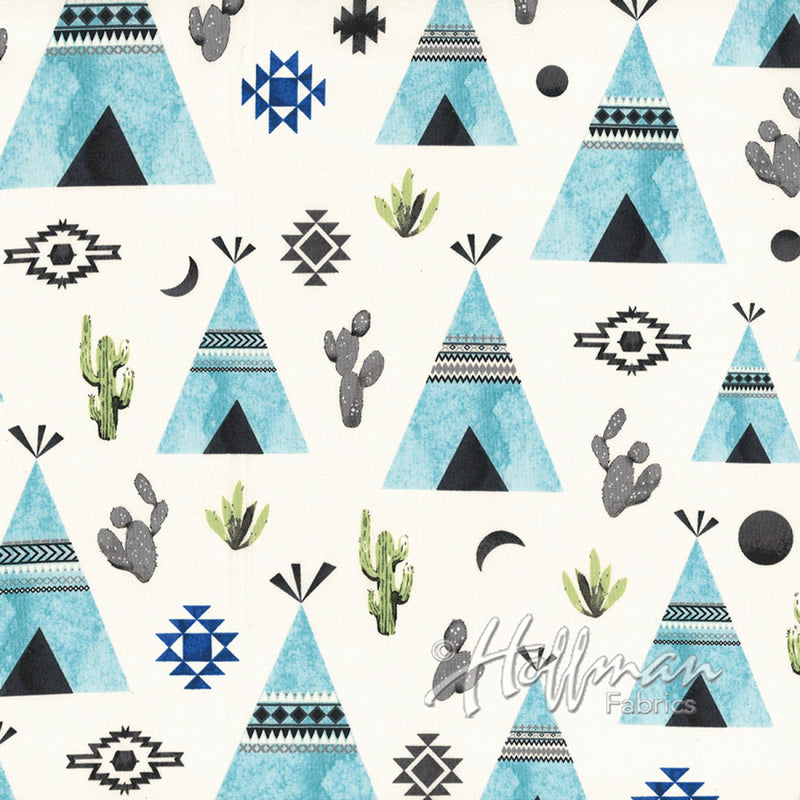 Teepee Cactus Floral Flowers Fabric by the yard