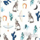 Wolf Cactus Aztec Fabric by the yard