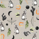 Wolf Cactus Aztec Fabric by the yard