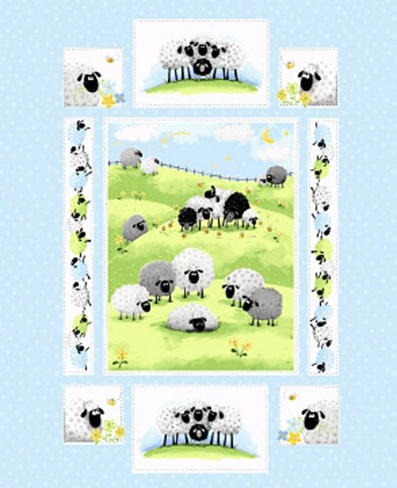 Lewe Quilt Panel Sheep Lamb Fabric by the yard