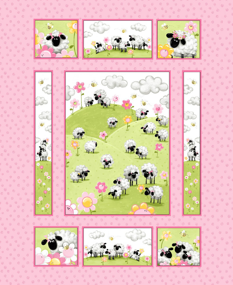 Lal Quilt Panel Sheep Lamb Fabric by the yard