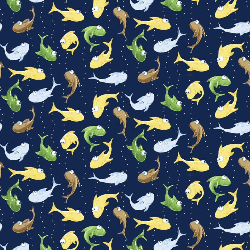Paul and Sheldon Fish Activity Fabric by the yard