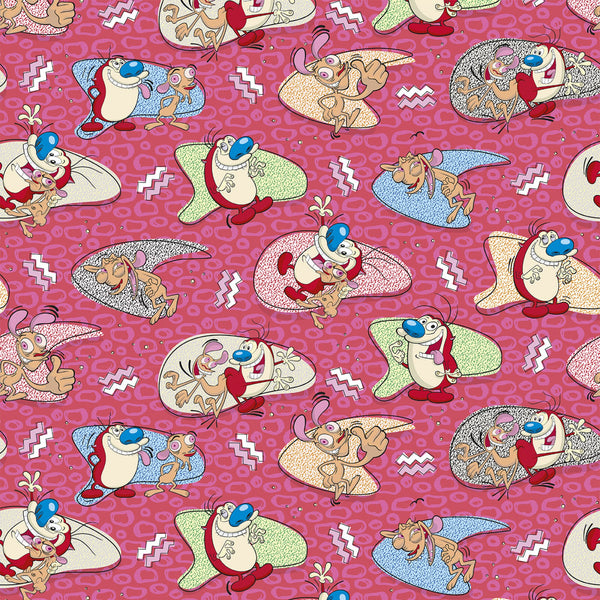 Ren and Stimpy Character Toss Fabric by the yard