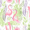 Flamingo Green Pink Fabric by the yard