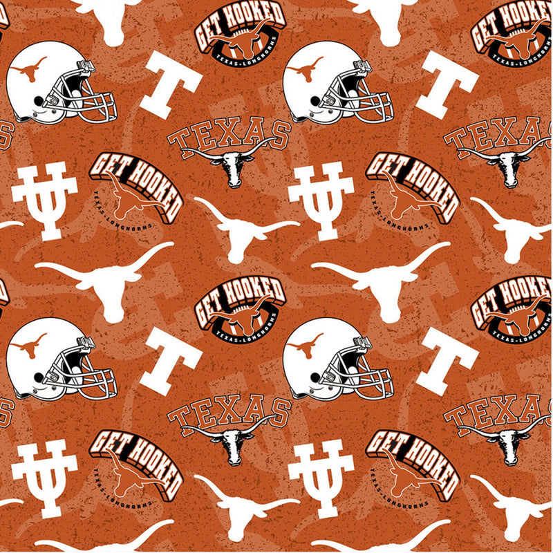 NCAA Texas Tone on Tone Cotton Fabric by the yard