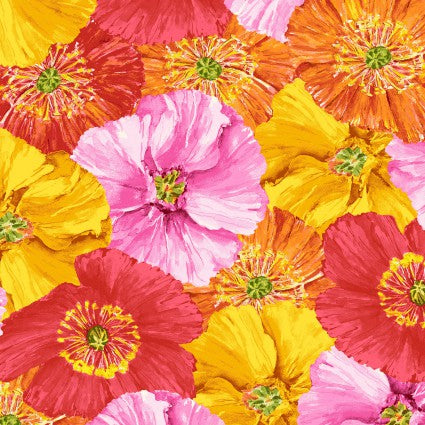Poppy Garden Floral Poppies Fabric by the yard
