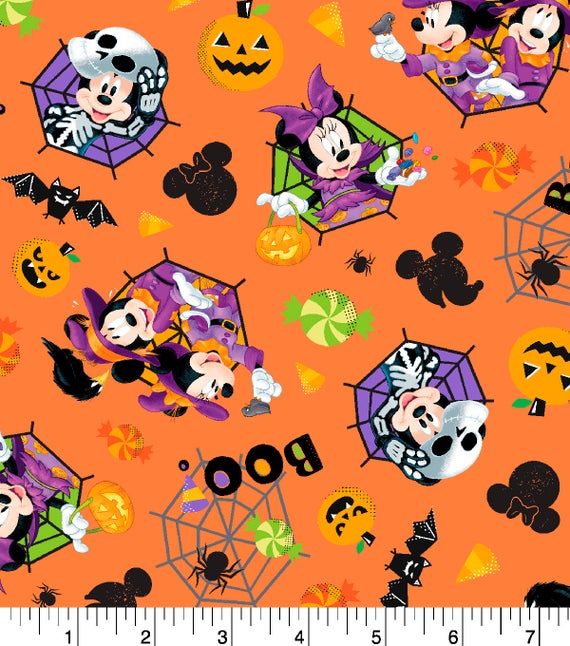 Disney Mickey and Minnie Mouse Feeling Spooky Fabric by the yard