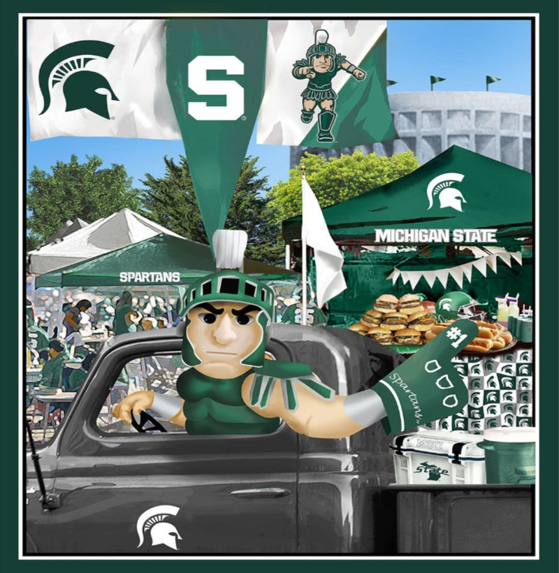 Michigan State University Spartans NCAA Tailgate Panel 36in x 44in Fabric by the yard